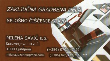 Vzdrževanje objektov, Milena Savić s.p.